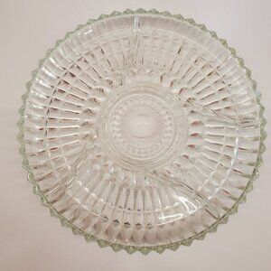 Vintage  Pressed Glass Divided Serving Dish
